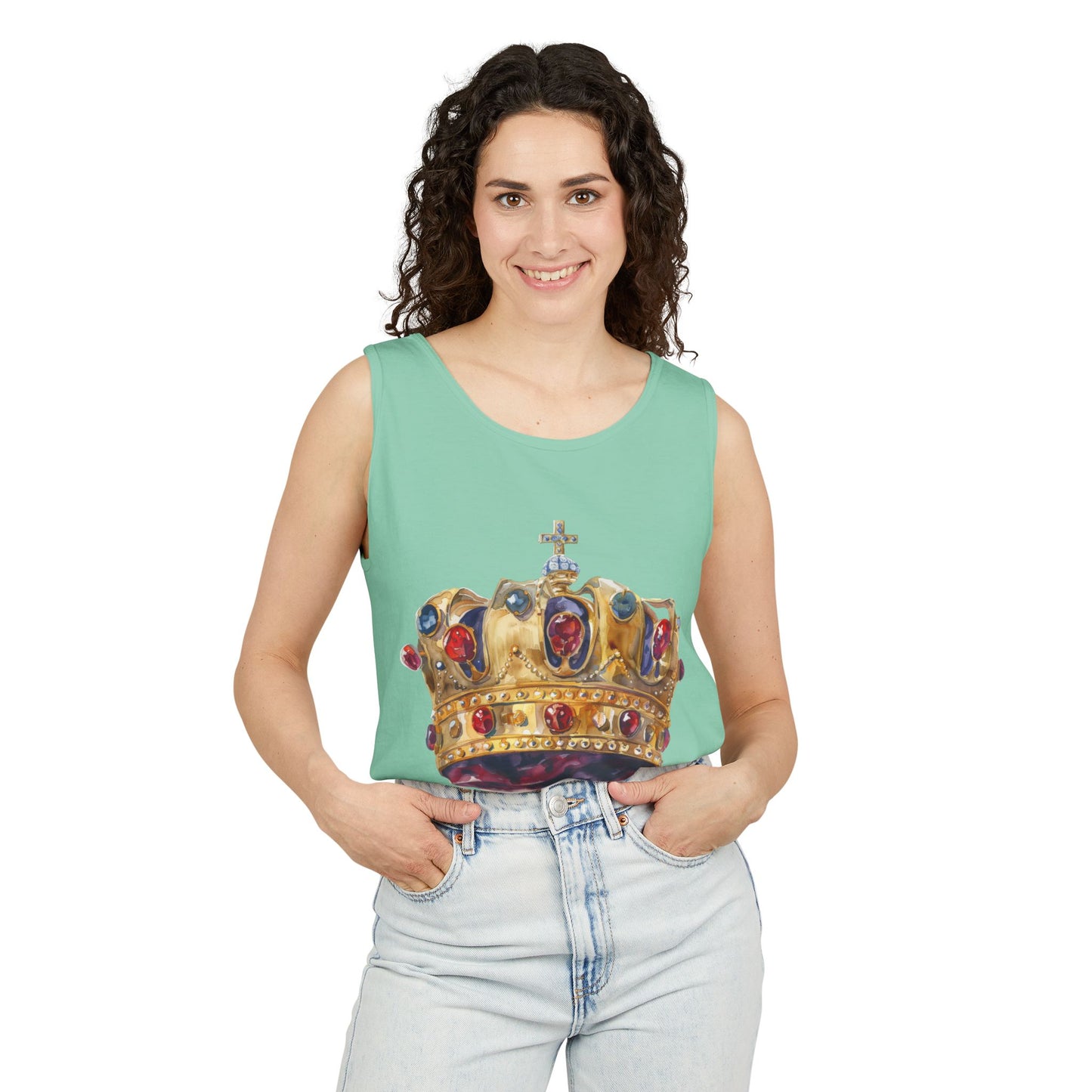 Unisex Garment-Dyed Tank Top - British Royal Crown - Symbol of Regal Elegance and Authority