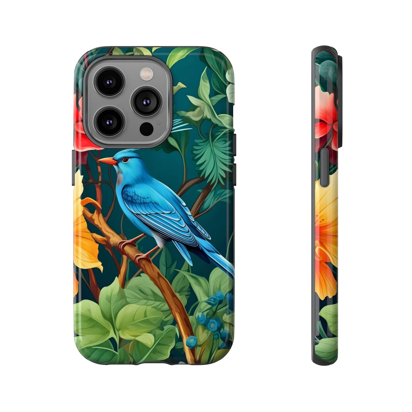 Tough Cases - Vibrant Bird Phone Case, Floral Design, Nature Lover, Unique Gift, Stylish Protection, Phone Accessories