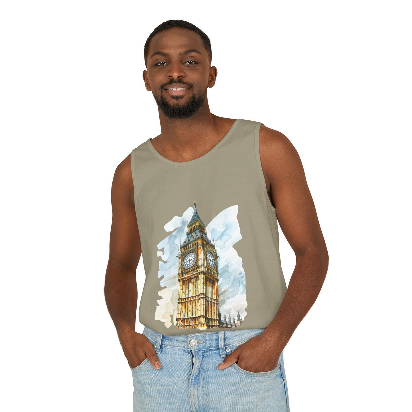 Unisex Garment-Dyed Tank Top - Iconic Big Ben Clock Tower