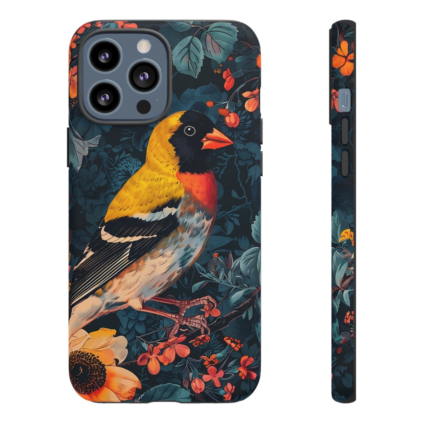 Colorful Bird Phone Case, Floral Phone Cover, Tough Phone Protector, Nature Lover Gift, Botanical Case, Unique Mobile Accessory