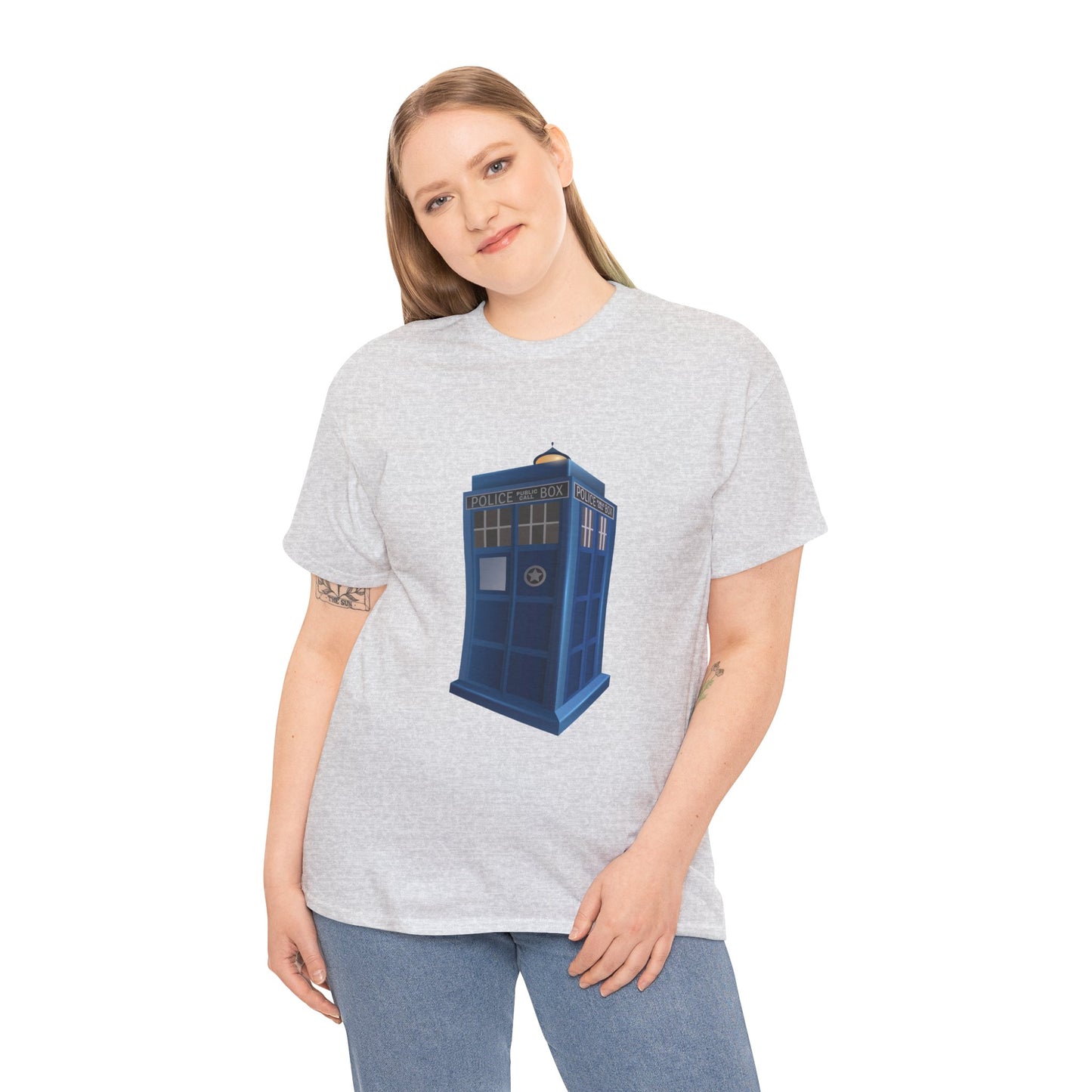 Unisex Heavy Cotton Tee - British Police Public Call Box - Iconic TARDIS