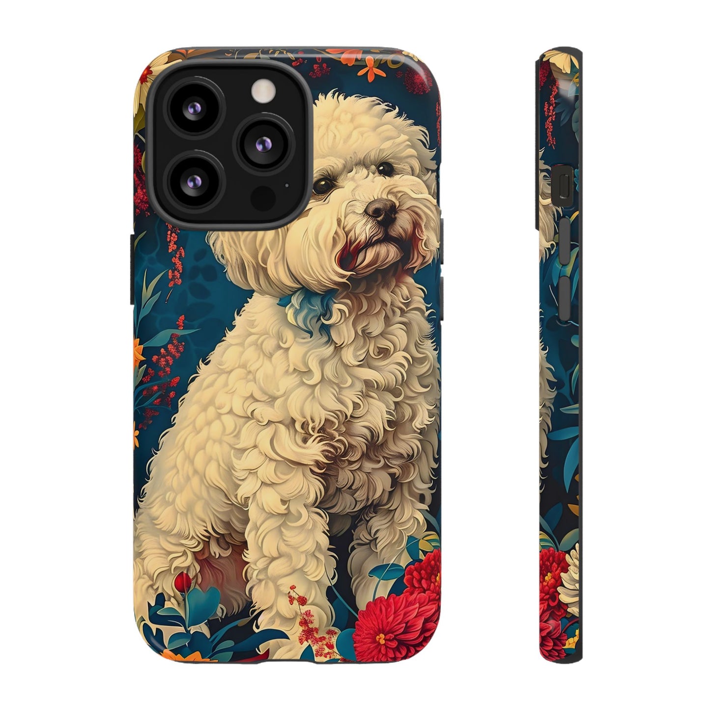 Cute Dog Phone Case, Pet Lover Gift, Floral Design Tough Case, Custom Dog Art, Birthday Gift for Dog Owners, Unique Phone Accessories