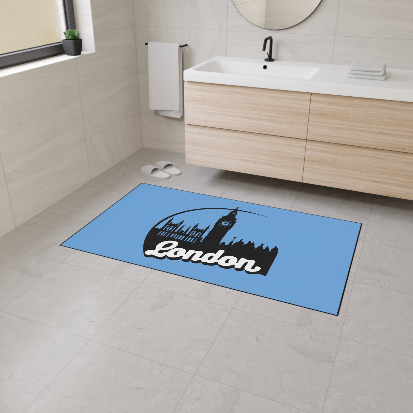 London Skyline Heavy Duty Floor Mat, Home Decor, Rug, Kitchen Mat, Entryway Welcome Mat, Gift for Travelers