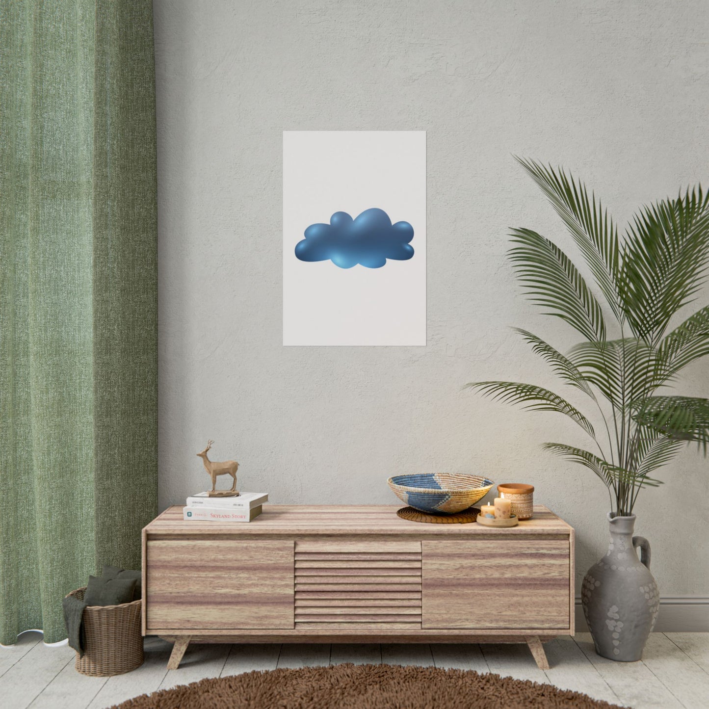 Blue Cloud Art Print, Minimalist Wall Decor, Kids Room Wall Art, Nursery Poster, Aesthetic Home Decor, Modern Art Print
