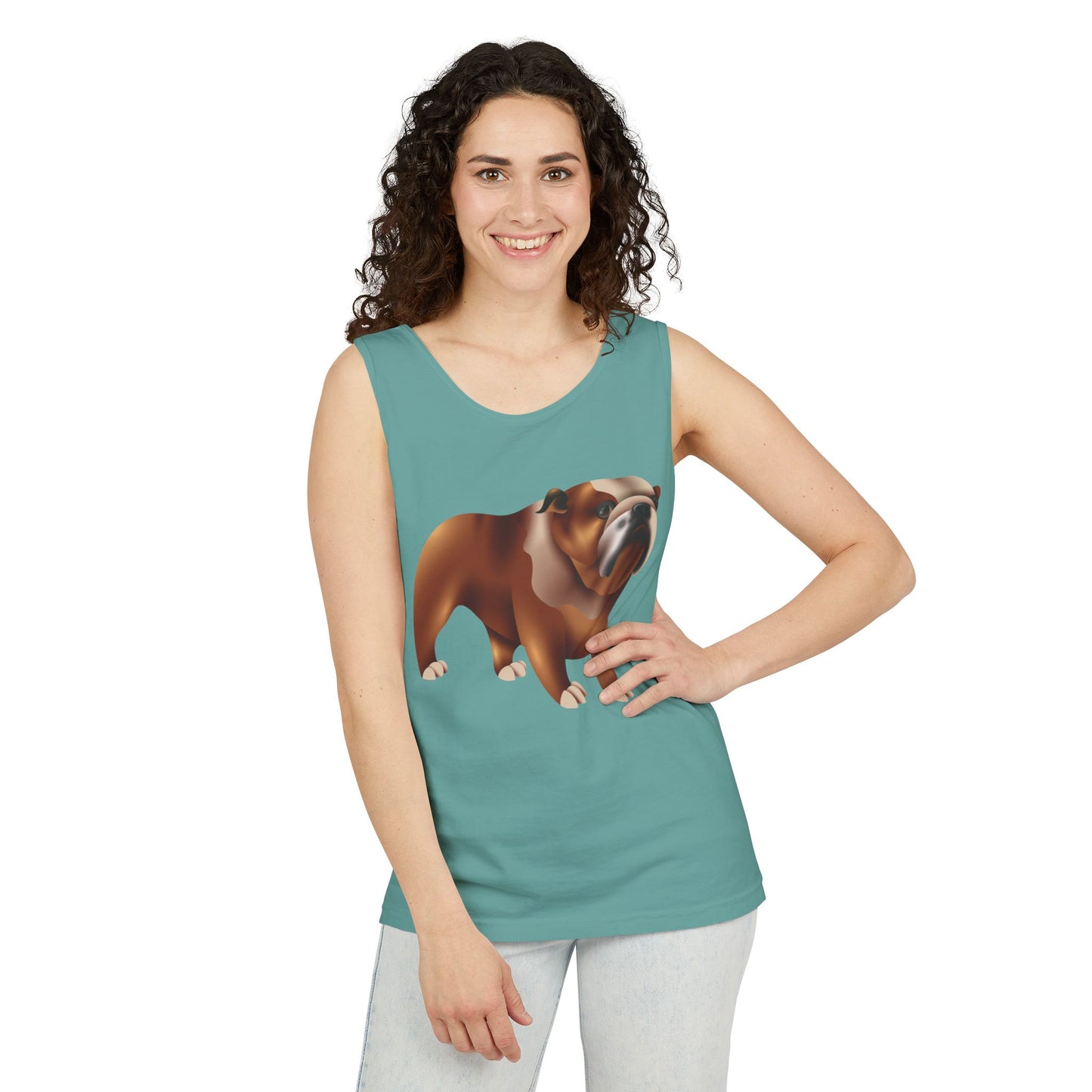 Unisex Garment-Dyed Tank Top - Adorable British Dog