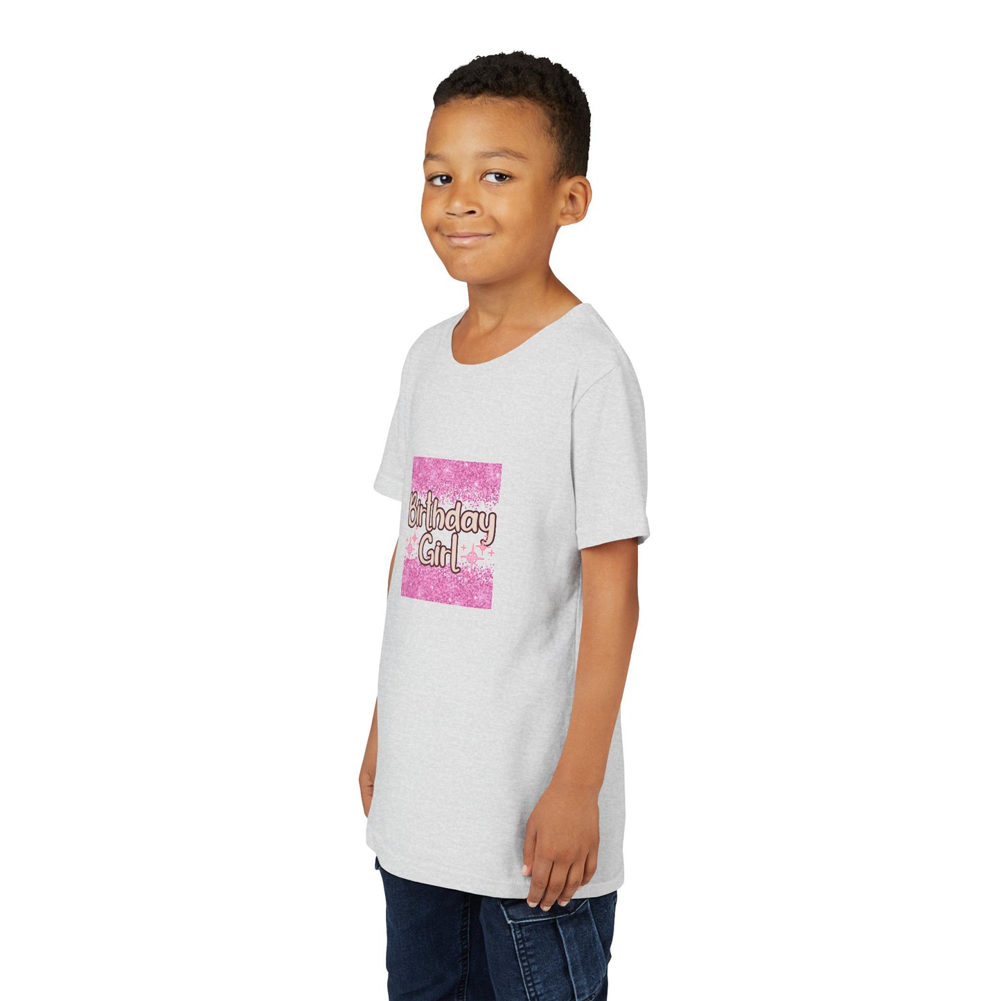 Youth Short Sleeve Tee - Pink and Black Leopard Birthday Girl Graphic