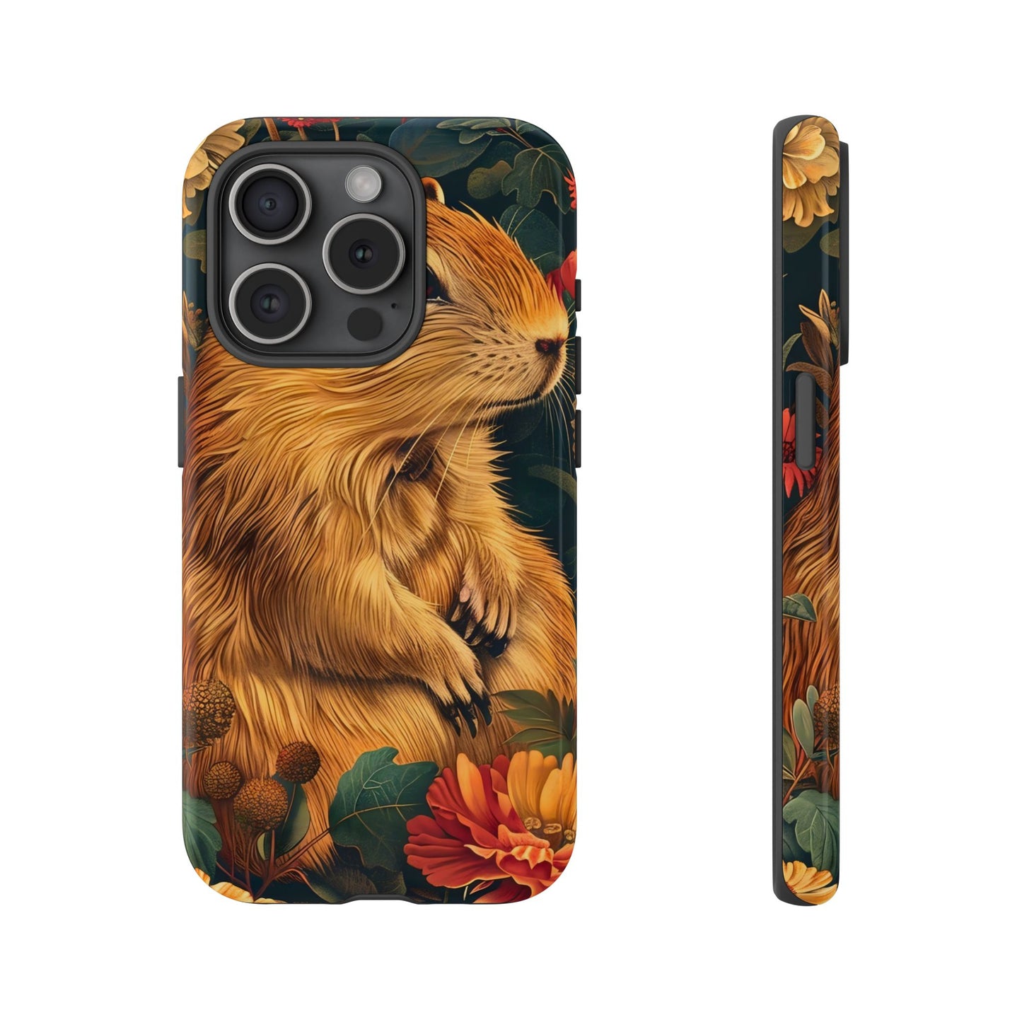 Cute Animal Phone Case, Floral Design Tough Cases for Nature Lovers, Gifts for Her, Customizable Mobile Accessory, Pet Lover Phone Cover
