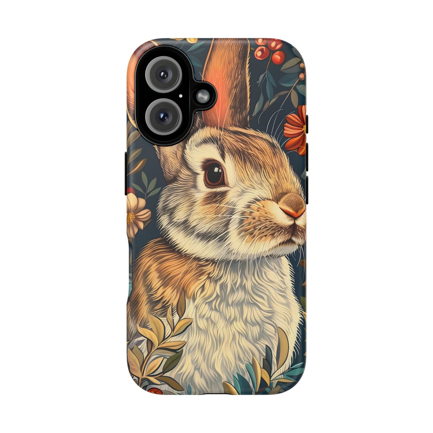 Rabbit Floral Phone Case, Cute Bunny Cover, Nature Lover Gift, Wildlife Photography, Protective Phone Accessory