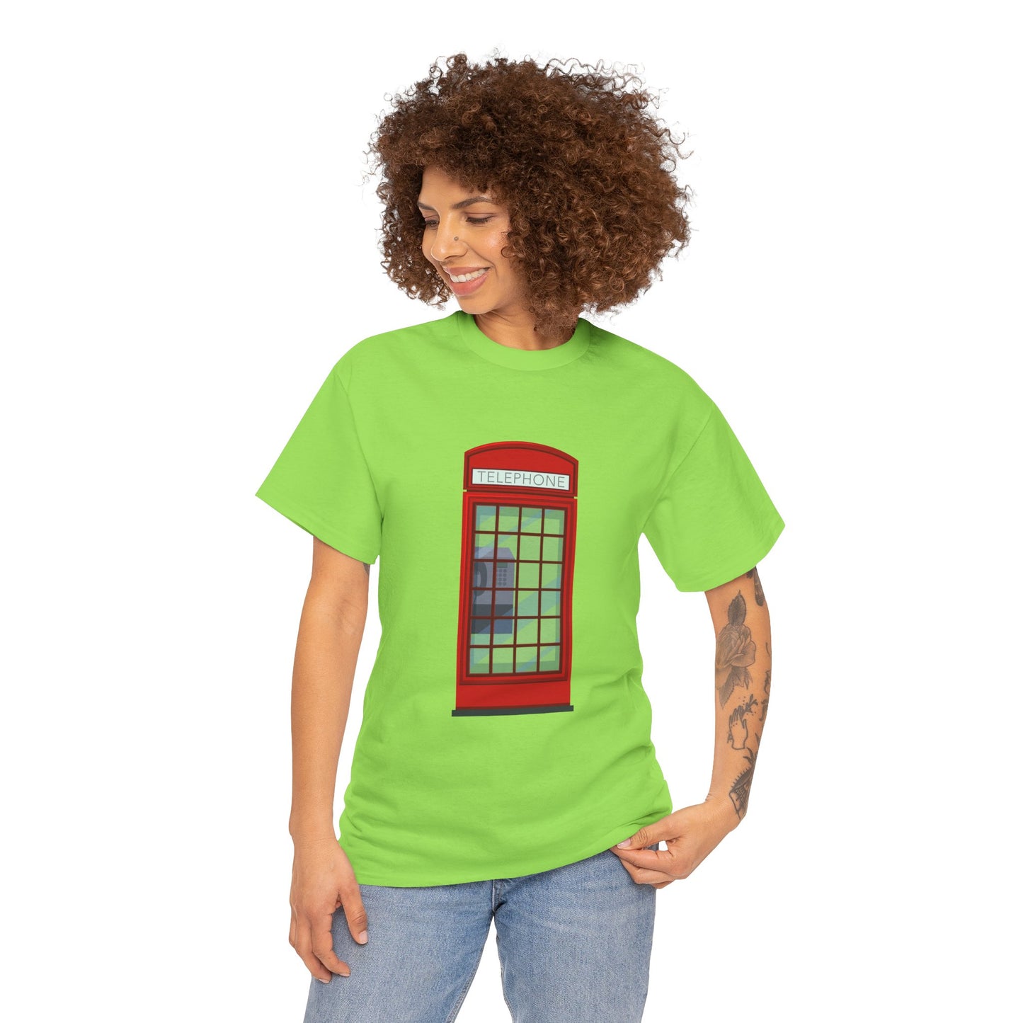 Unisex Heavy Cotton Tee - Iconic British Public Telephone