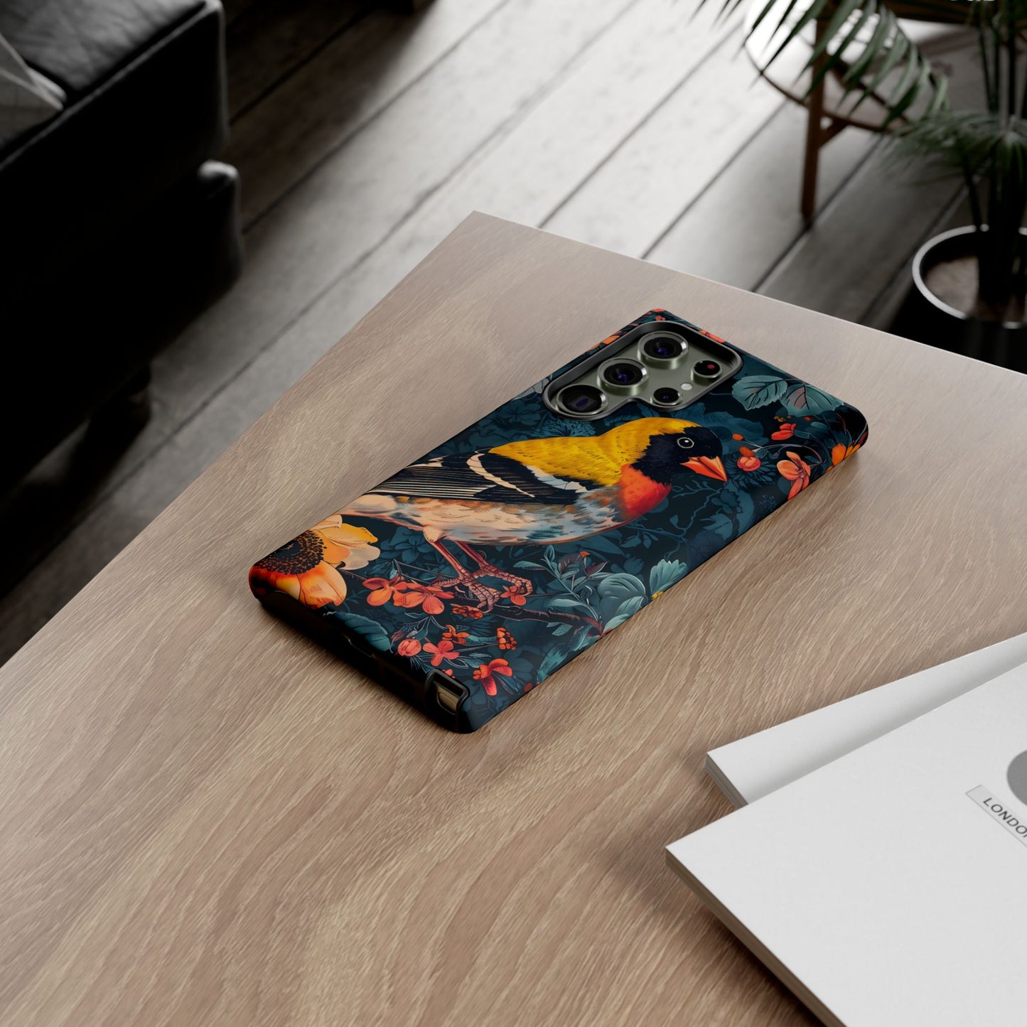 Colorful Bird Phone Case, Floral Phone Cover, Tough Phone Protector, Nature Lover Gift, Botanical Case, Unique Mobile Accessory