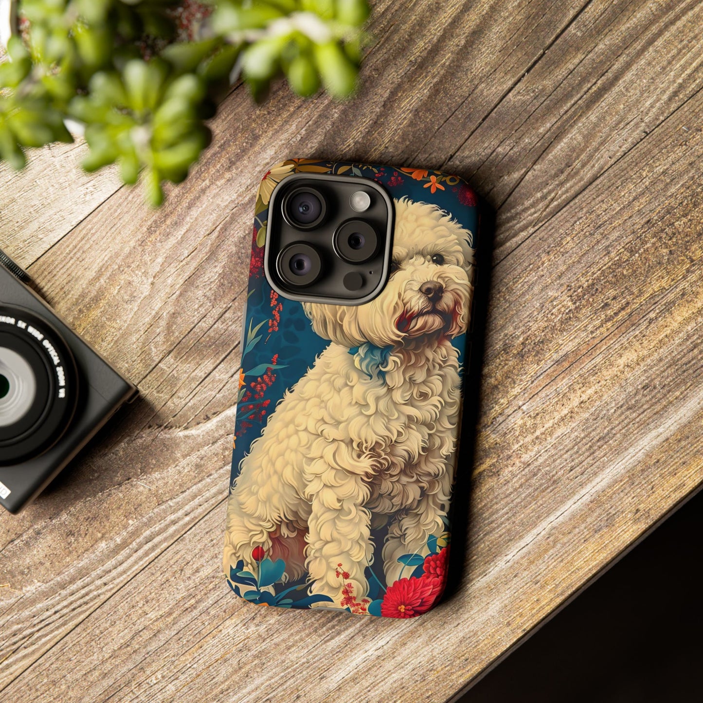 Cute Dog Phone Case, Pet Lover Gift, Floral Design Tough Case, Custom Dog Art, Birthday Gift for Dog Owners, Unique Phone Accessories