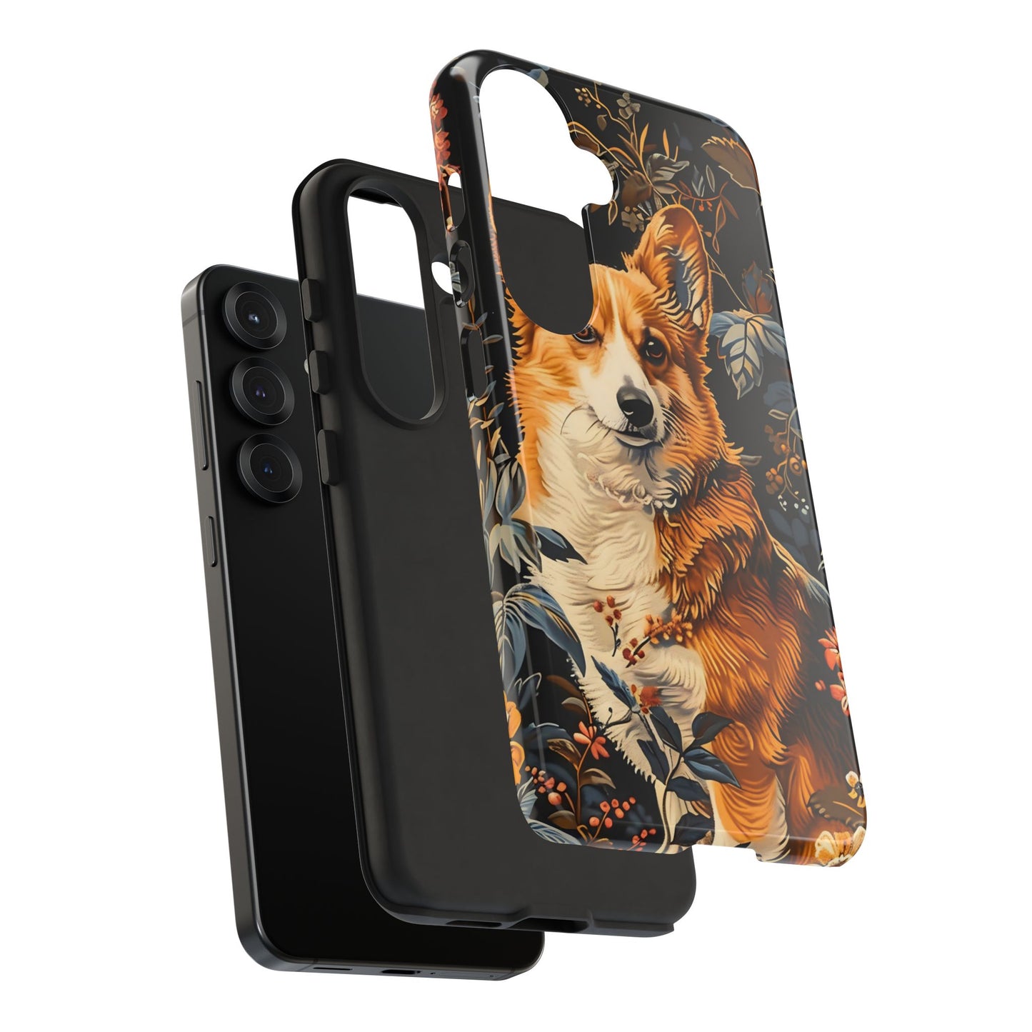 Corgi Floral Phone Case - Tough Cases for Dog Lovers, Cute Pet Accessories, Gift for Dog Owners, Floral Design, Personalized Tech Cover
