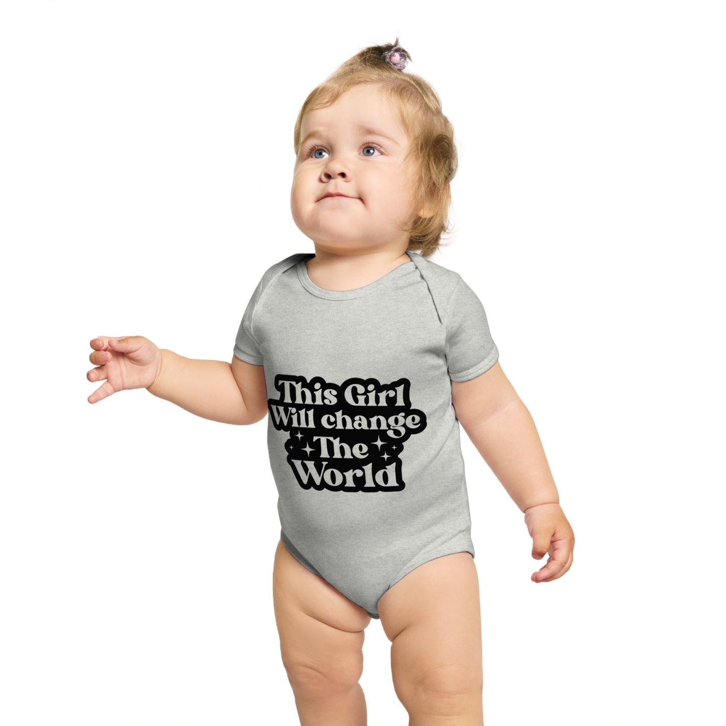 Inspirational Short Sleeve Baby Bodysuit – "This Girl Will Change The World"