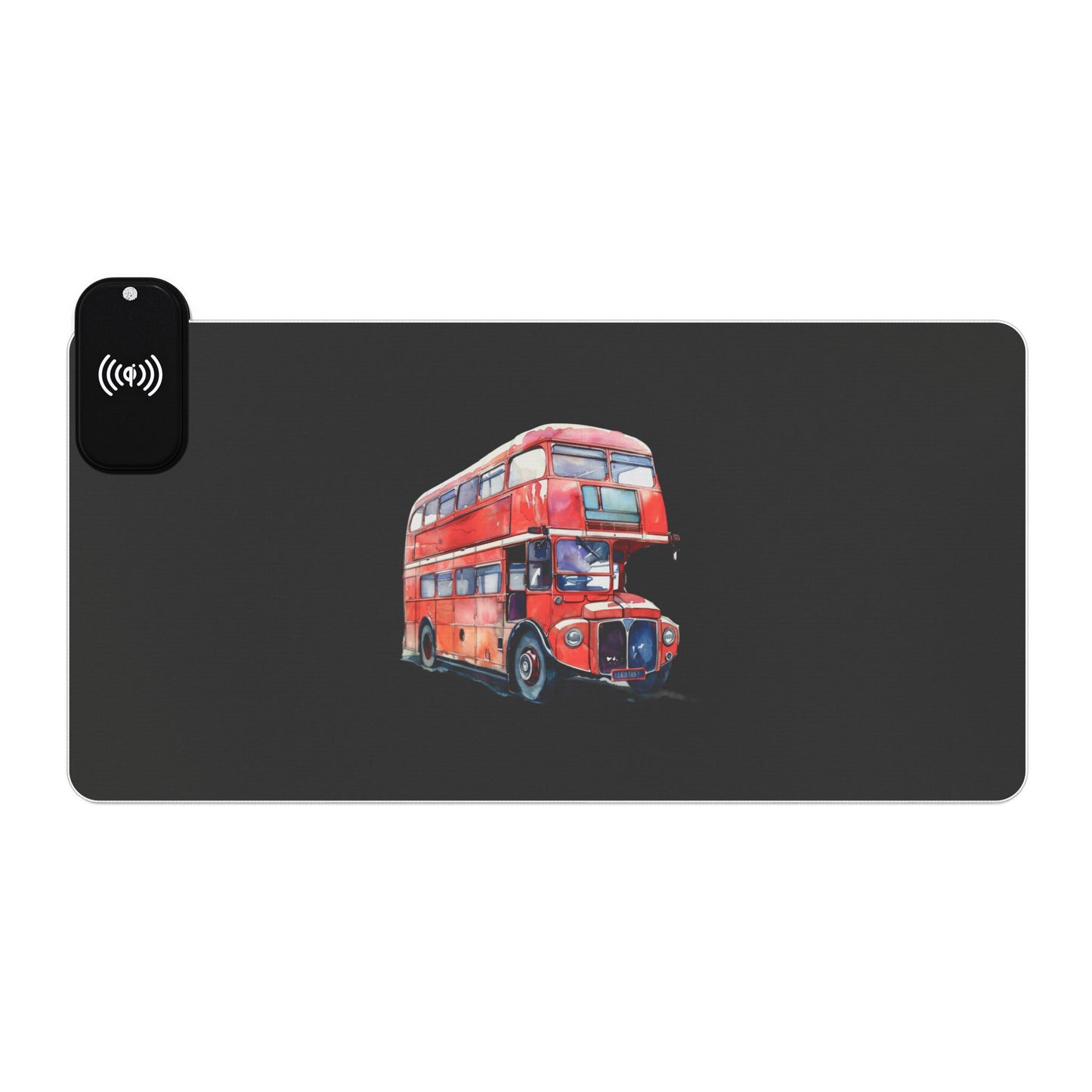 Red Double-Decker Bus – Ride Through London - LED Gaming Mouse Pad with Wireless Charging, RGB Desk Accessory for Gamers, Ideal Gift for Christmas, Birthday, Office Decor