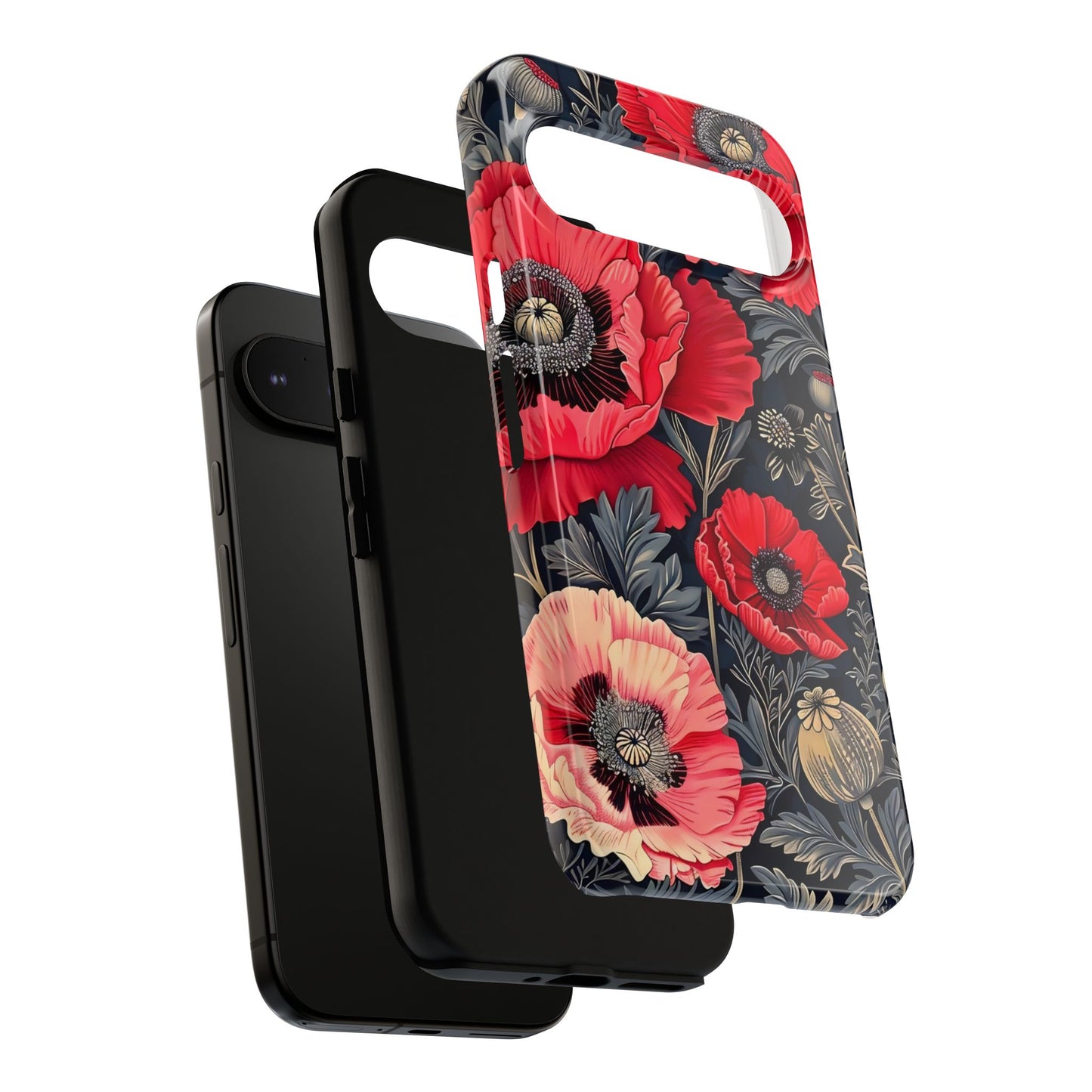 Floral Phone Case with Artistic Poppies, Tough Cases, Flower Design, Nature Lover Gift, Customizable Mobile Cover, Stylish Phone Accessories