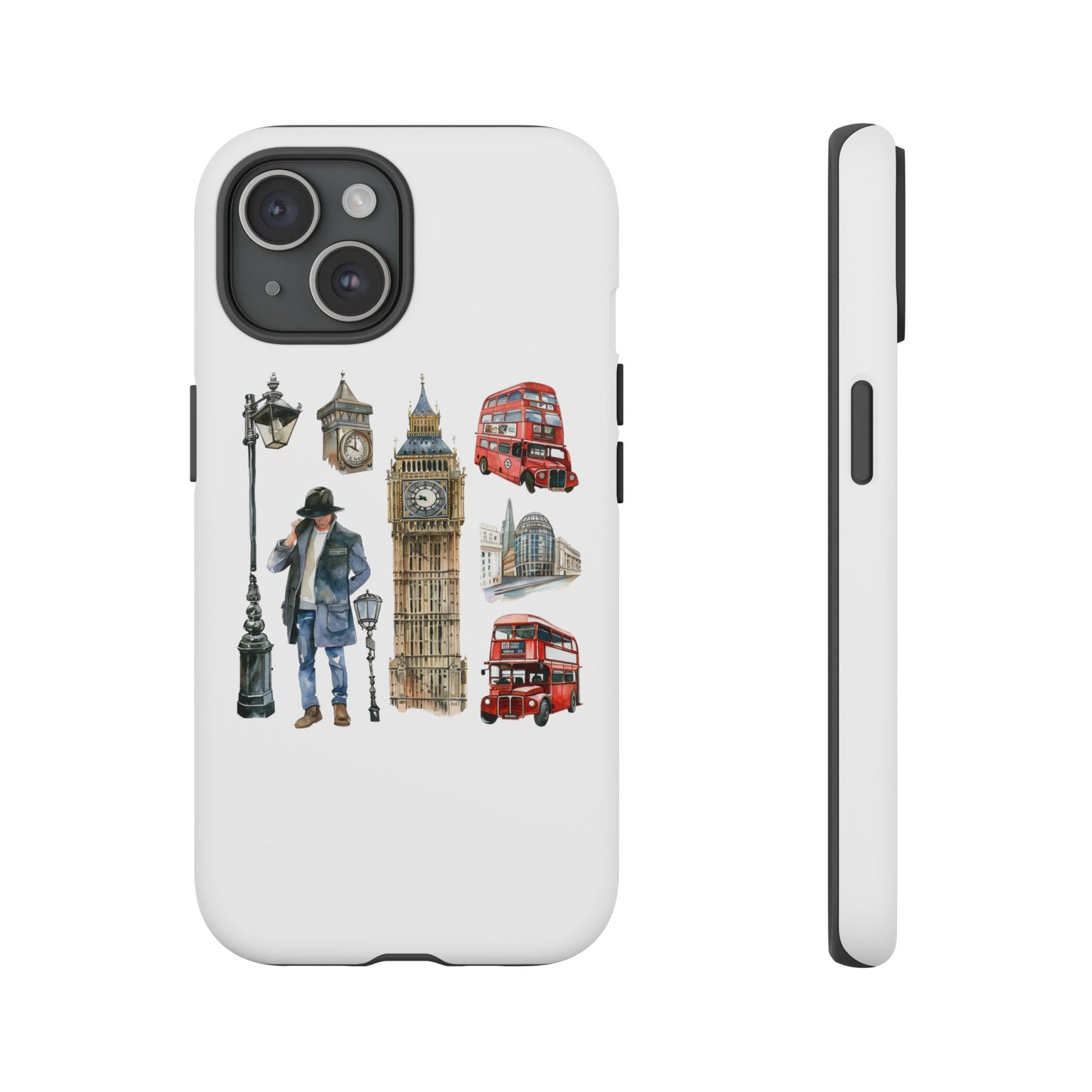 London Iconic Design Phone Case, Tough Cases, Gift for Travelers, London Souvenir, London Icons, Red Bus Phone Case