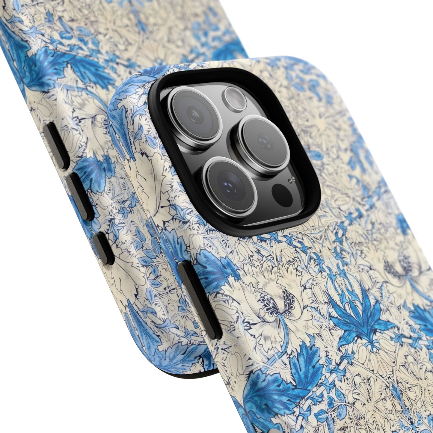 Elegant Floral Phone Case, Tough iPhone Cover, Stylish Mobile Protector, Blue Patterned Case, Unique Gift for Her