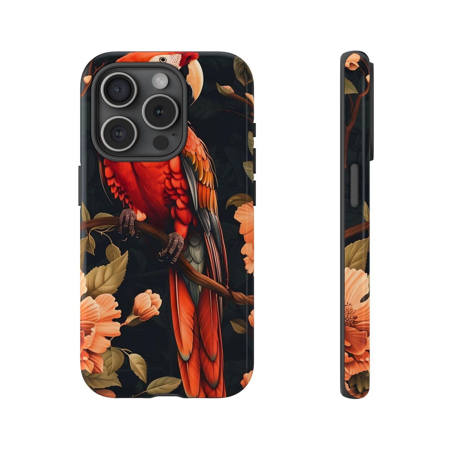 Vibrant Tropical Phone Case with Parrot Design, Bird Lovers Gift, Floral Phone Cover, Nature Inspired Accessories, Tough Cases