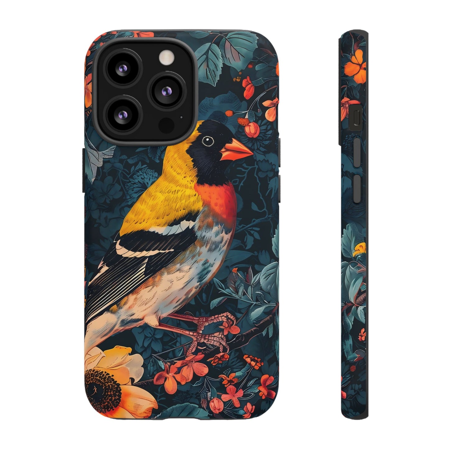 Colorful Bird Phone Case, Floral Phone Cover, Tough Phone Protector, Nature Lover Gift, Botanical Case, Unique Mobile Accessory