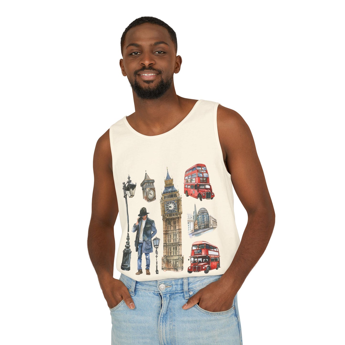 Unisex Garment-Dyed Tank Top - Vintage England Icons