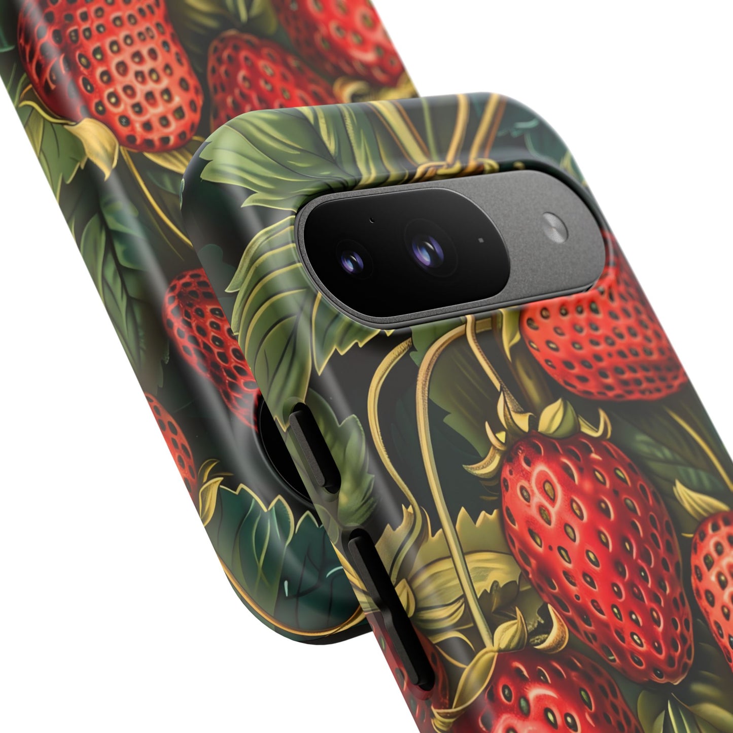 Strawberry Phone Case, Tough Berry Case, Floral Phone Cover, Cute Smartphone Shell, Nature-Inspired Gift
