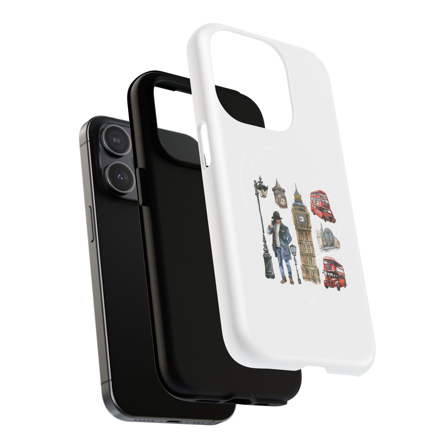 London-Themed Tough Magnetic Phone Case, Durable iPhone Cover, Gift for Travelers, Unique Cell Phone Accessories
