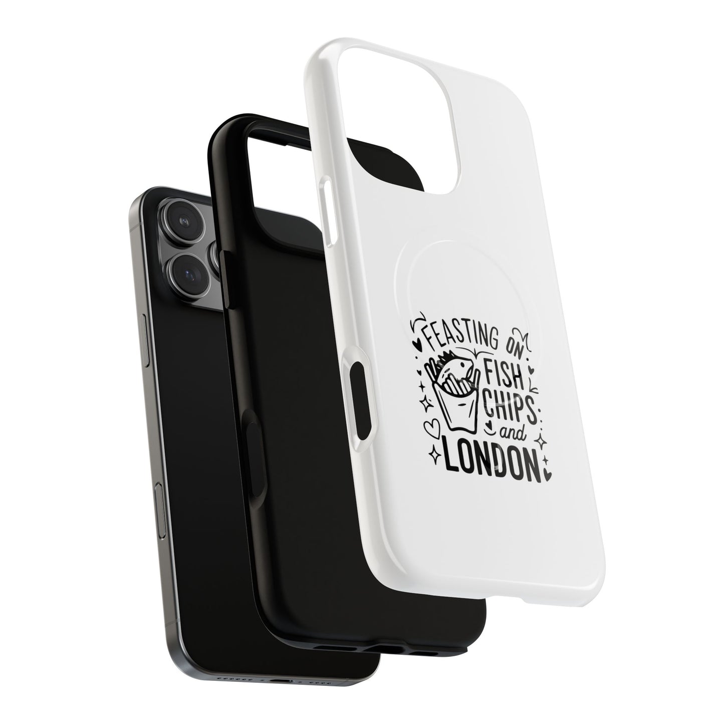 Fish and Chips Magnetic Phone Case, Travel Gift, London Souvenir, Cute Phone Cover, Unique Cell Phone Accessories, Fun British Design