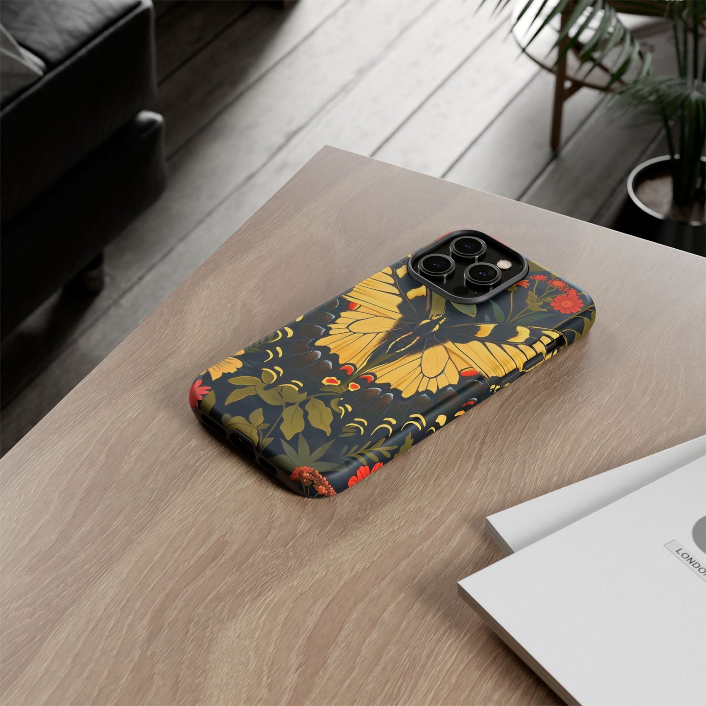 Butterfly Floral Phone Case, Tough Cases with Vibrant Design, Protective Cover for Nature Lovers, Gift for Her