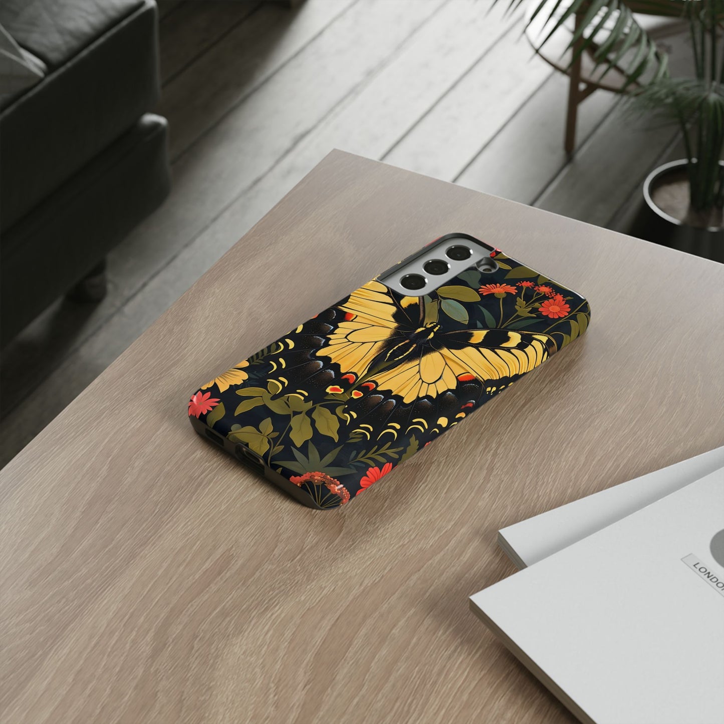 Butterfly Floral Phone Case, Tough Cases with Vibrant Design, Protective Cover for Nature Lovers, Gift for Her