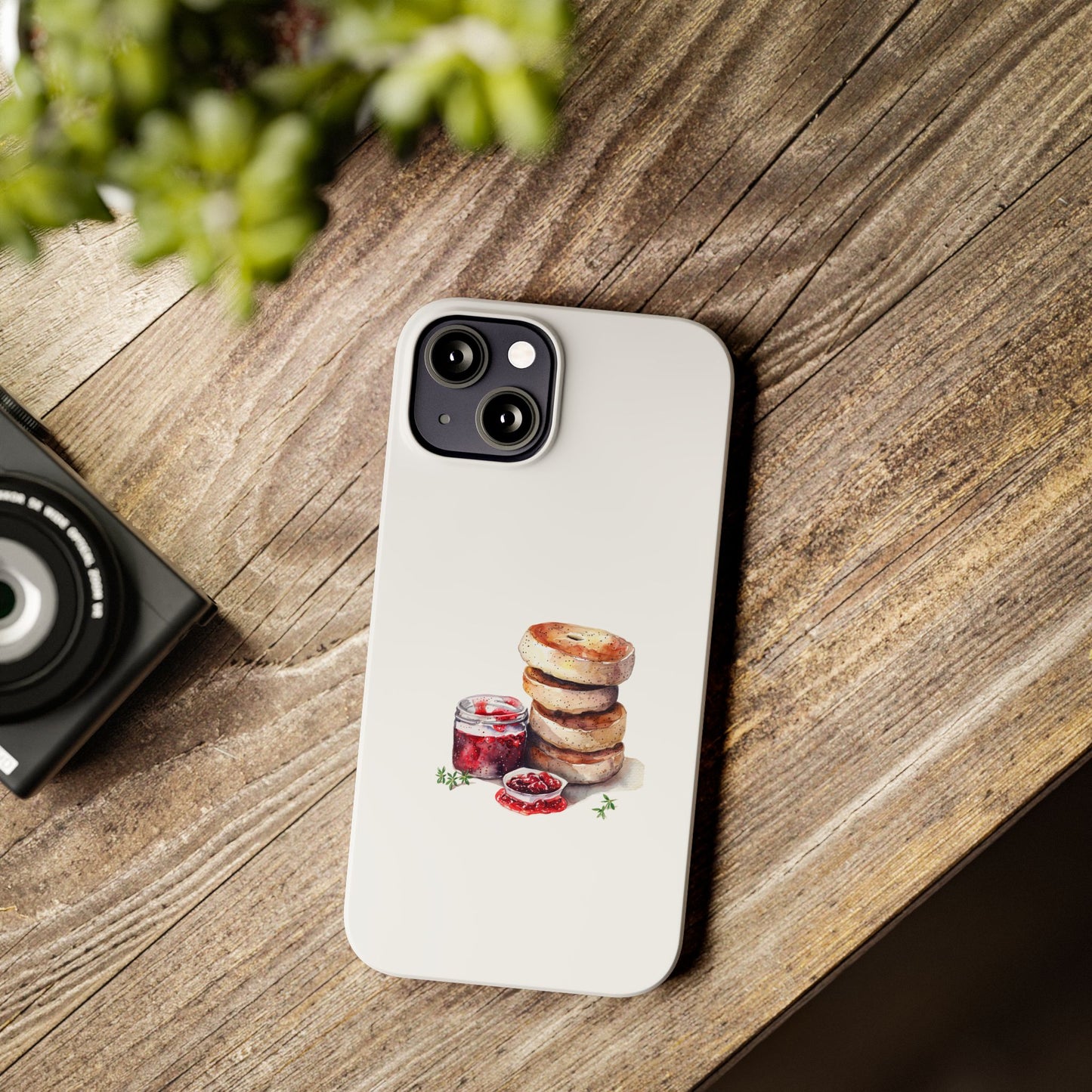 Artisan Bagel Phone Case, Cute Slim Phone Cover, Foodie Gift, Stylish Cell Case, Breakfast Lover's Accessory