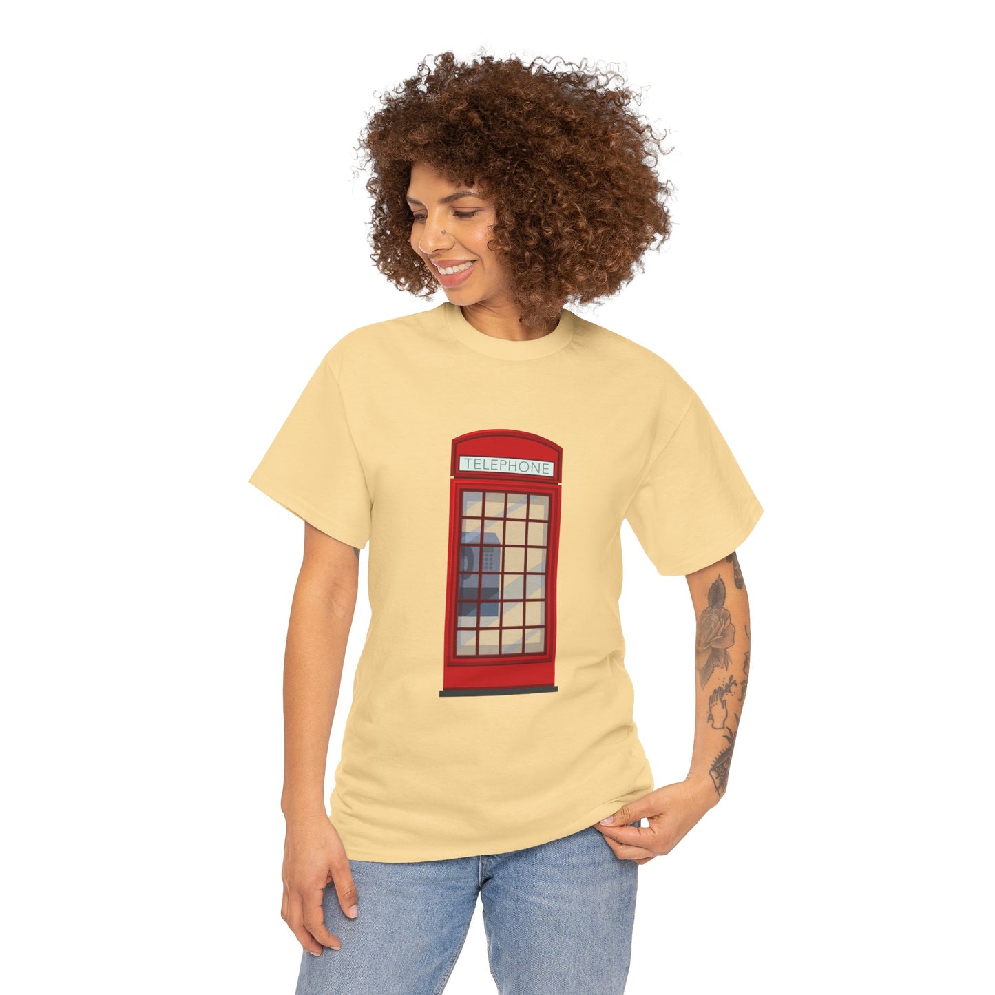 Unisex Heavy Cotton Tee - Iconic British Public Telephone