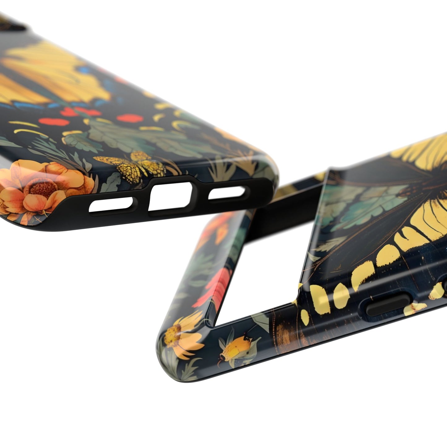 Butterfly Floral Phone Case, Art-inspire Tough Case, Gift for Nature Lovers, Butterfly Pattern Cover, Eco-Friendly Mobile Accessory