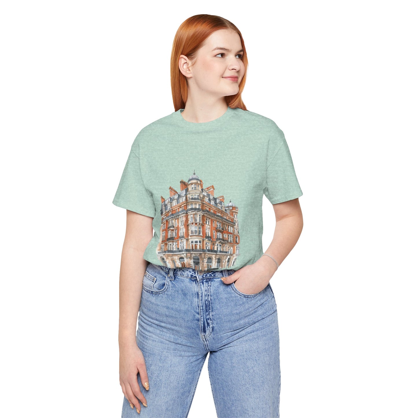 Unisex Jersey Short Sleeve Tee - British Vintage Building - Architectural Charm and Classic Appeal