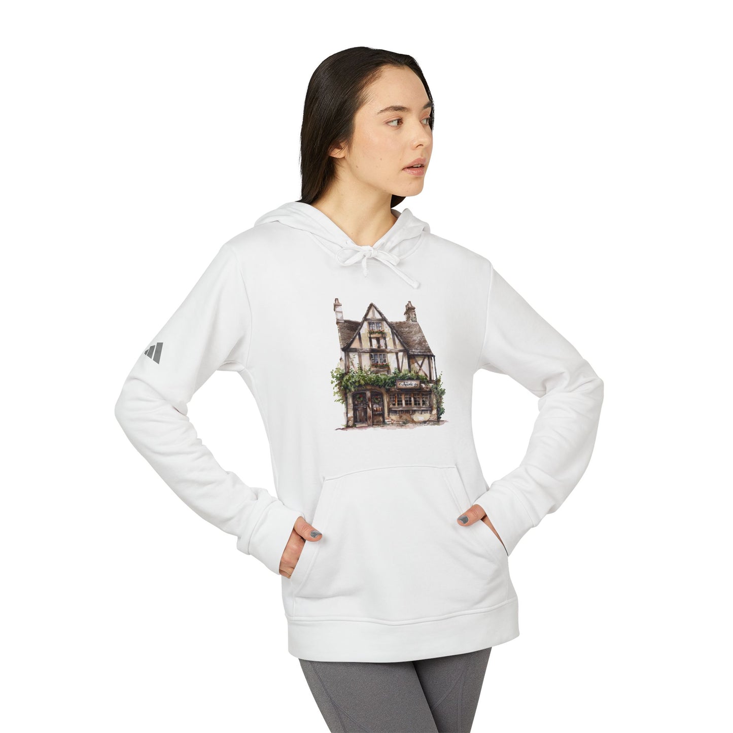 adidas Unisex Fleece Hoodie - British Historic House - Classic Architectural Elegance