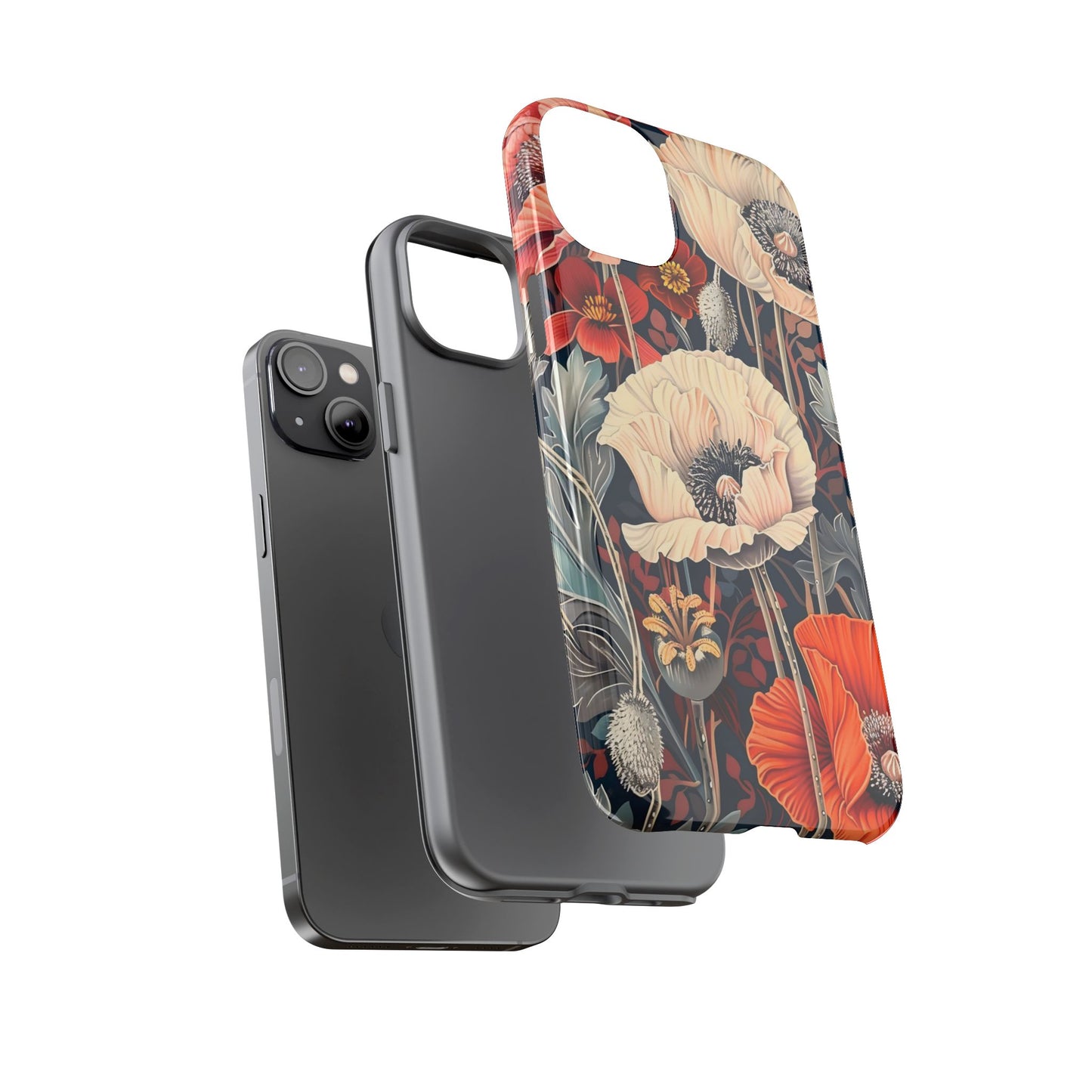Floral iPhone Case, Tough Phone Cover, Artistic Protection, Flower Design, Unique Gift for Her, Phone Accessory, Trendy Tech