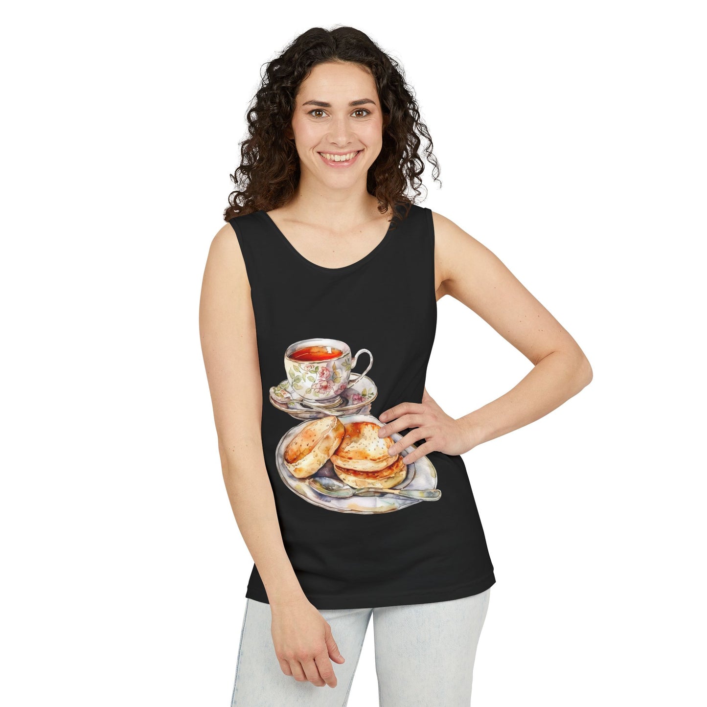 Unisex Garment-Dyed Tank Top - Artistic Food-Themed Painting for Home Decor