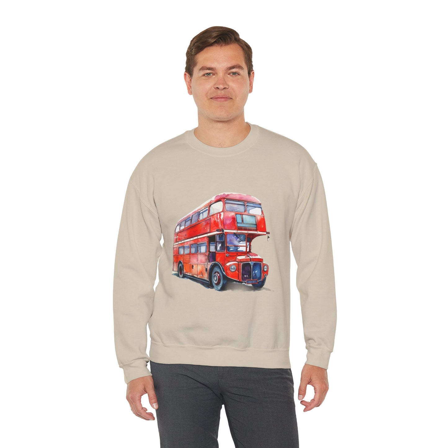 Unisex Heavy Blend™ Crewneck Sweatshirt Trendy - London Transport Red Double-Decker Bus