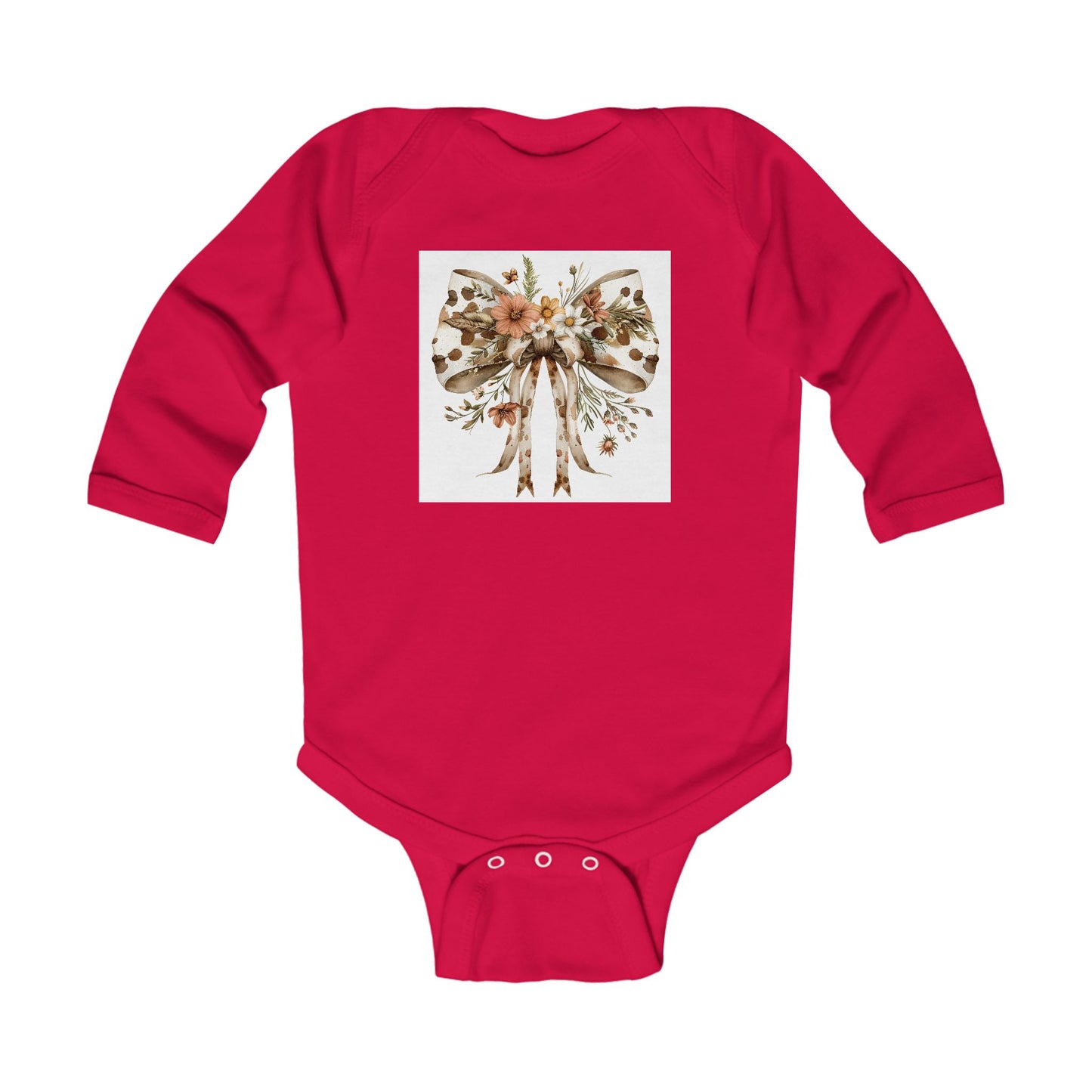 Floral Bow Infant Long Sleeve Bodysuit - Perfect Baby Shower Gift
