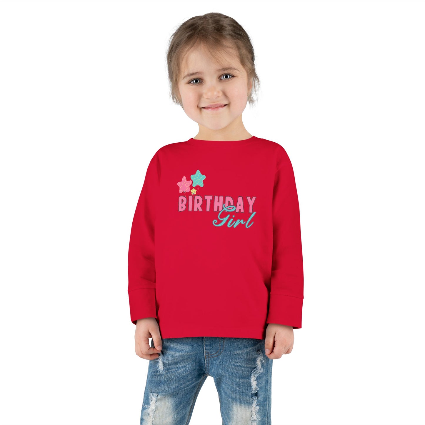 Toddler Long Sleeve Tee - Birthday Girl Design