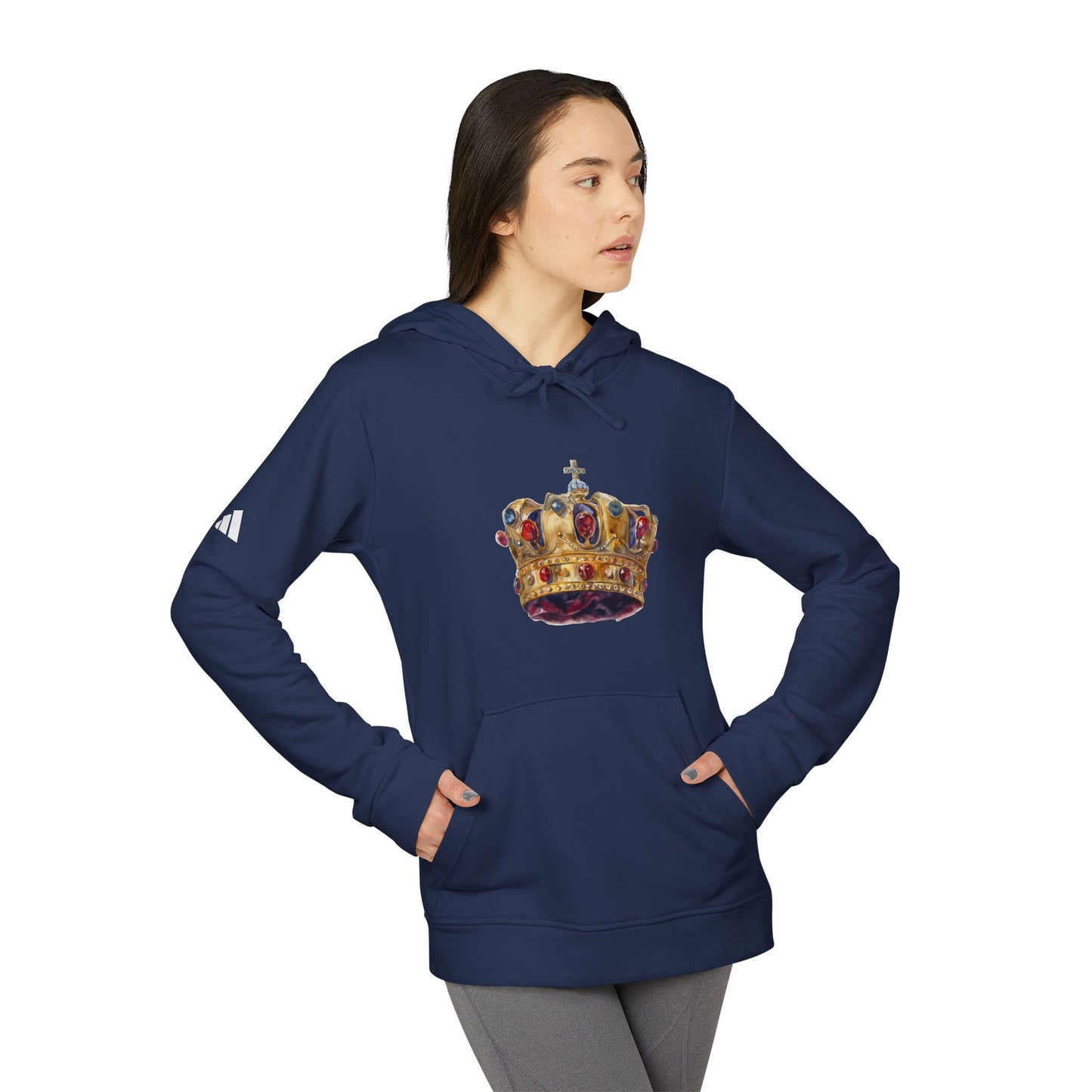 Fleece Hoodie - Unisex Adidas - Royal Crown - British Royal Crown Design - Iconic Symbol of Monarchy