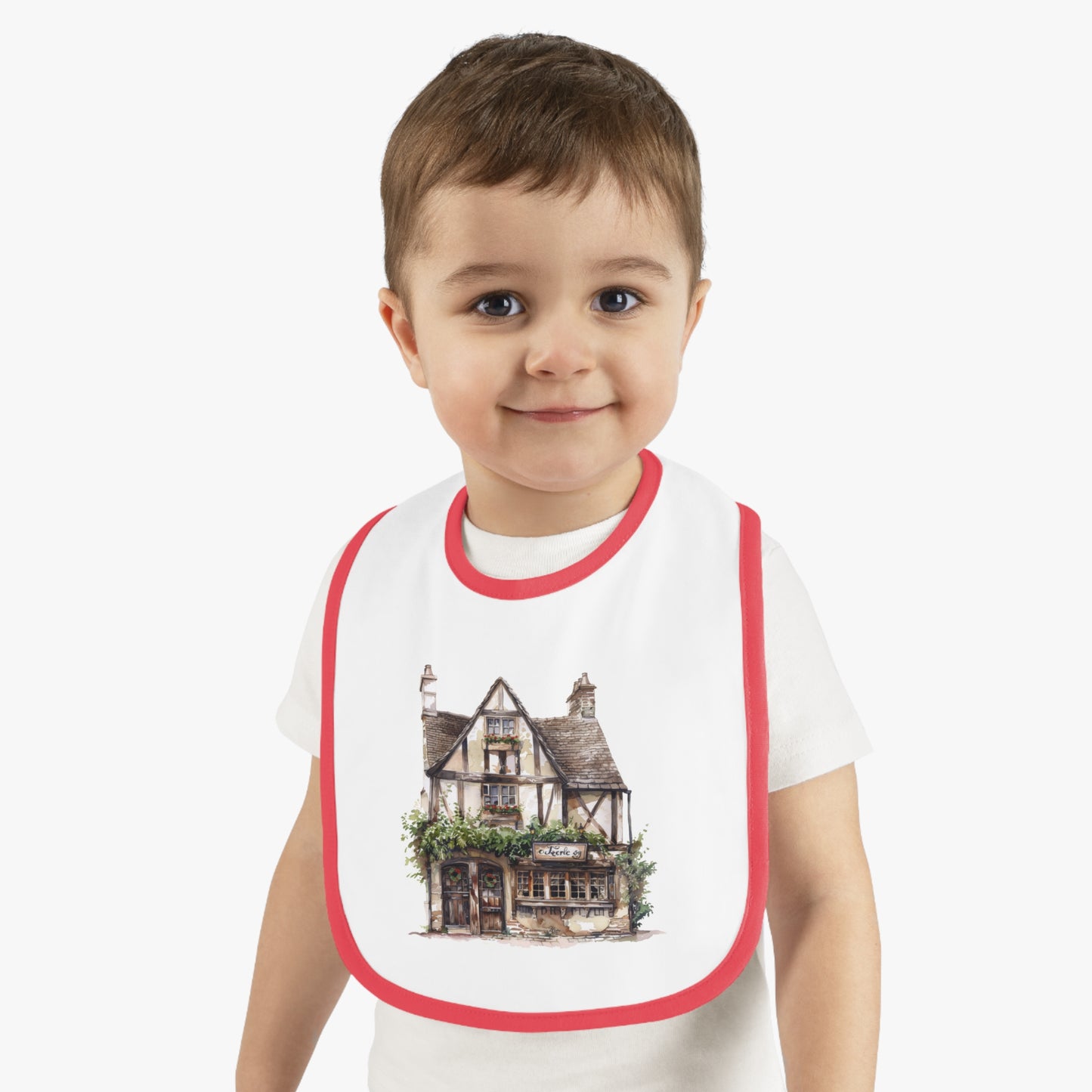 Whimsical House Design Baby Bib, Cute Baby Shower Gift, Reusable Bib, Toddler Feeding Essentials, Kids Meal Accessories