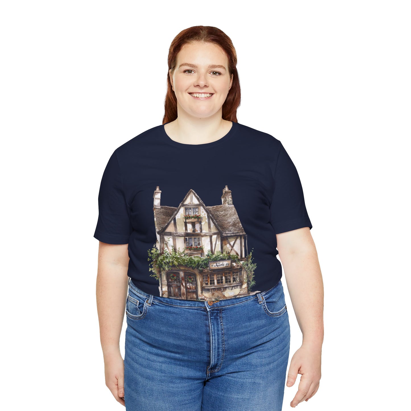 Unisex Jersey Short Sleeve Tee - Cottages & Cobblestones - A British Village Dream