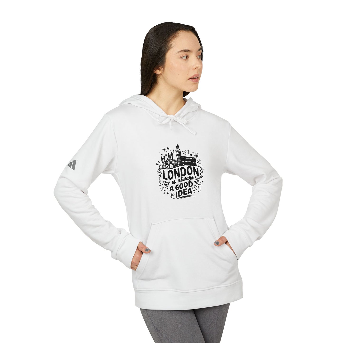 Adidas Unisex Fleece Hoodie - 'London is a Good Idea' Graphic Sweatshirt