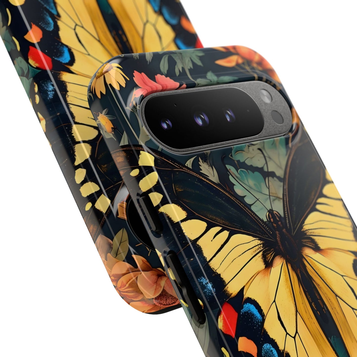Butterfly Floral Phone Case, Art-inspire Tough Case, Gift for Nature Lovers, Butterfly Pattern Cover, Eco-Friendly Mobile Accessory