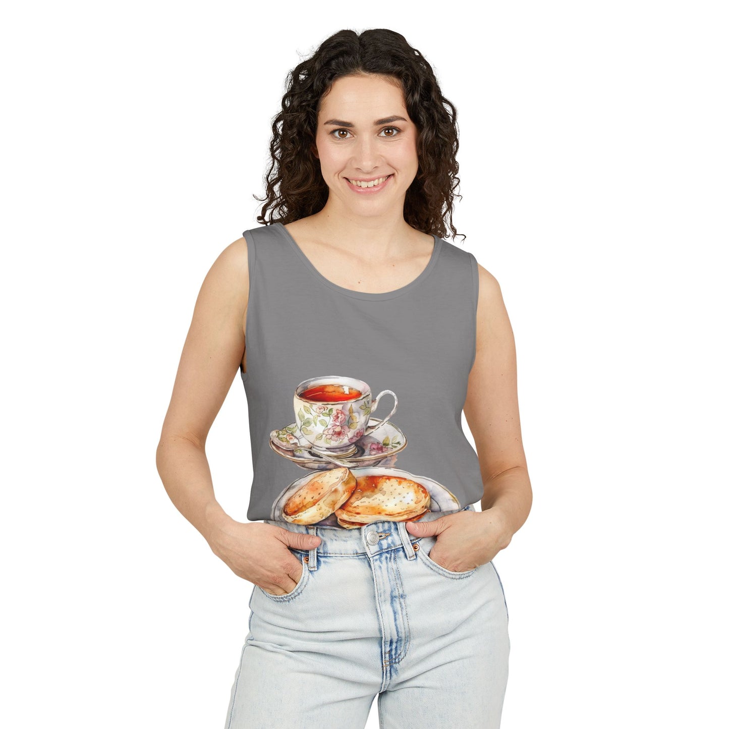 Unisex Garment-Dyed Tank Top - Artistic Food-Themed Painting for Home Decor