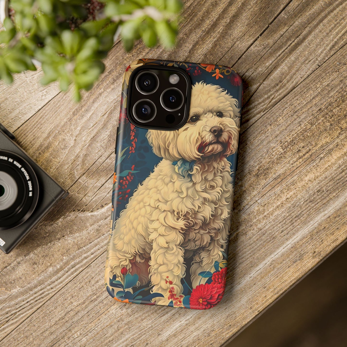Cute Dog Phone Case, Pet Lover Gift, Floral Design Tough Case, Custom Dog Art, Birthday Gift for Dog Owners, Unique Phone Accessories