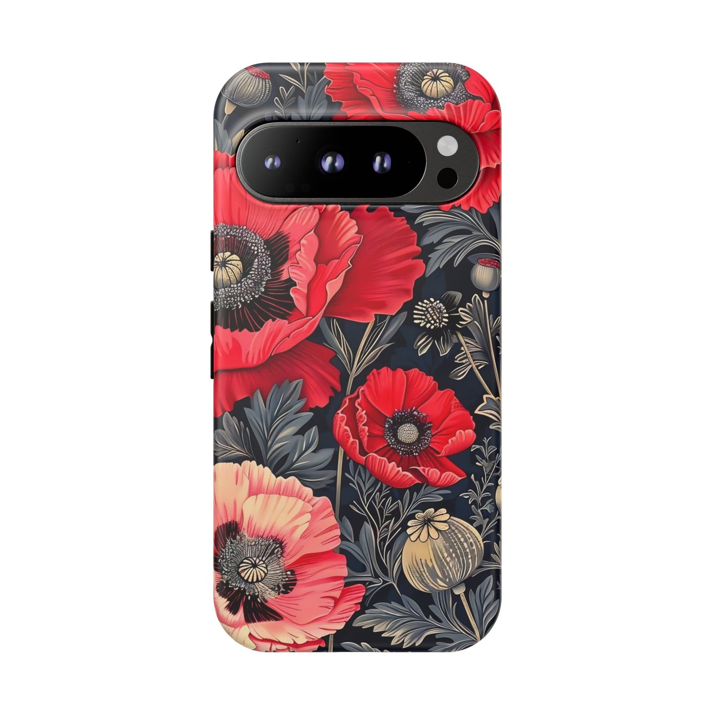 Floral Phone Case with Artistic Poppies, Tough Cases, Flower Design, Nature Lover Gift, Customizable Mobile Cover, Stylish Phone Accessories