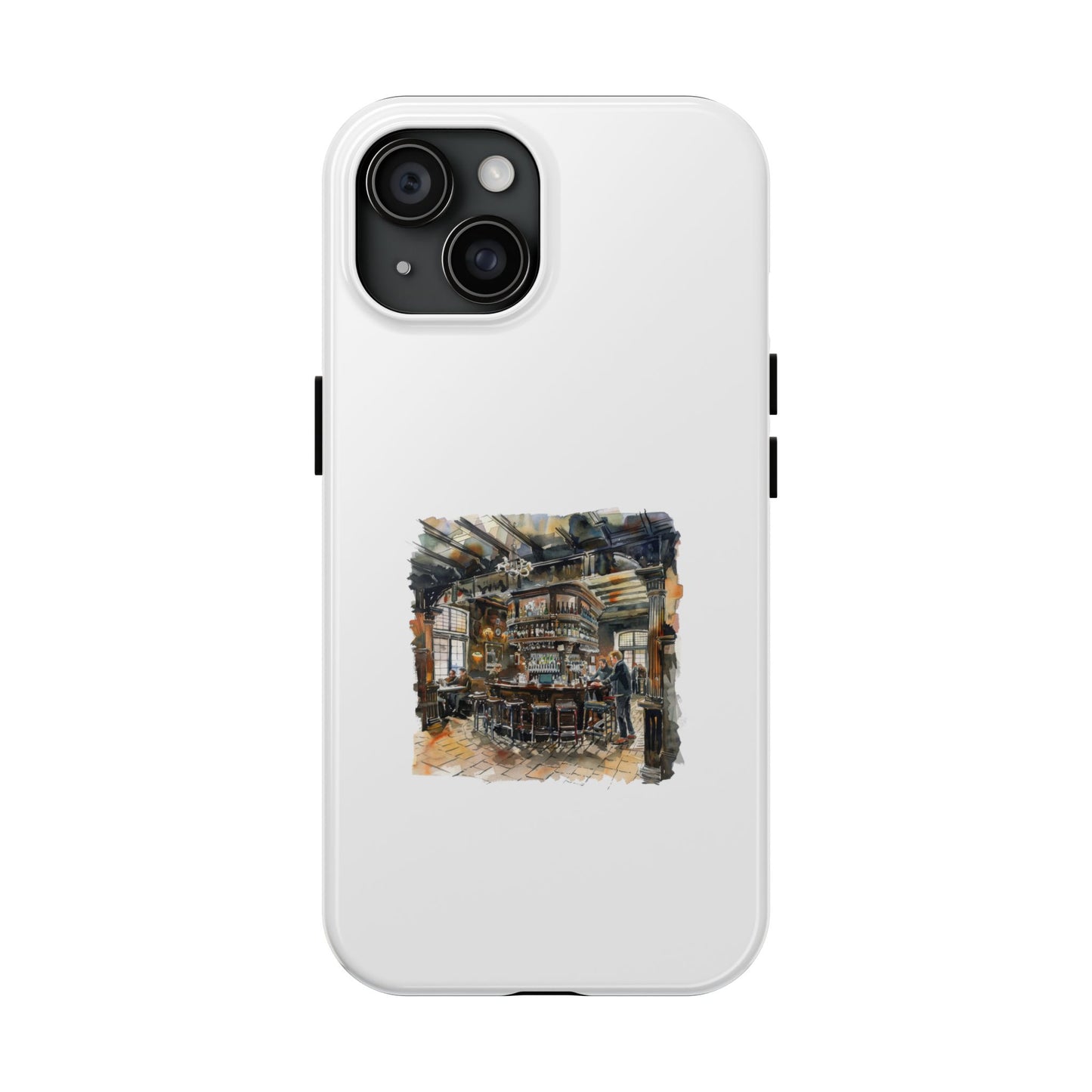 Artistic Tough Phone Cases with Cozy Pub Scene