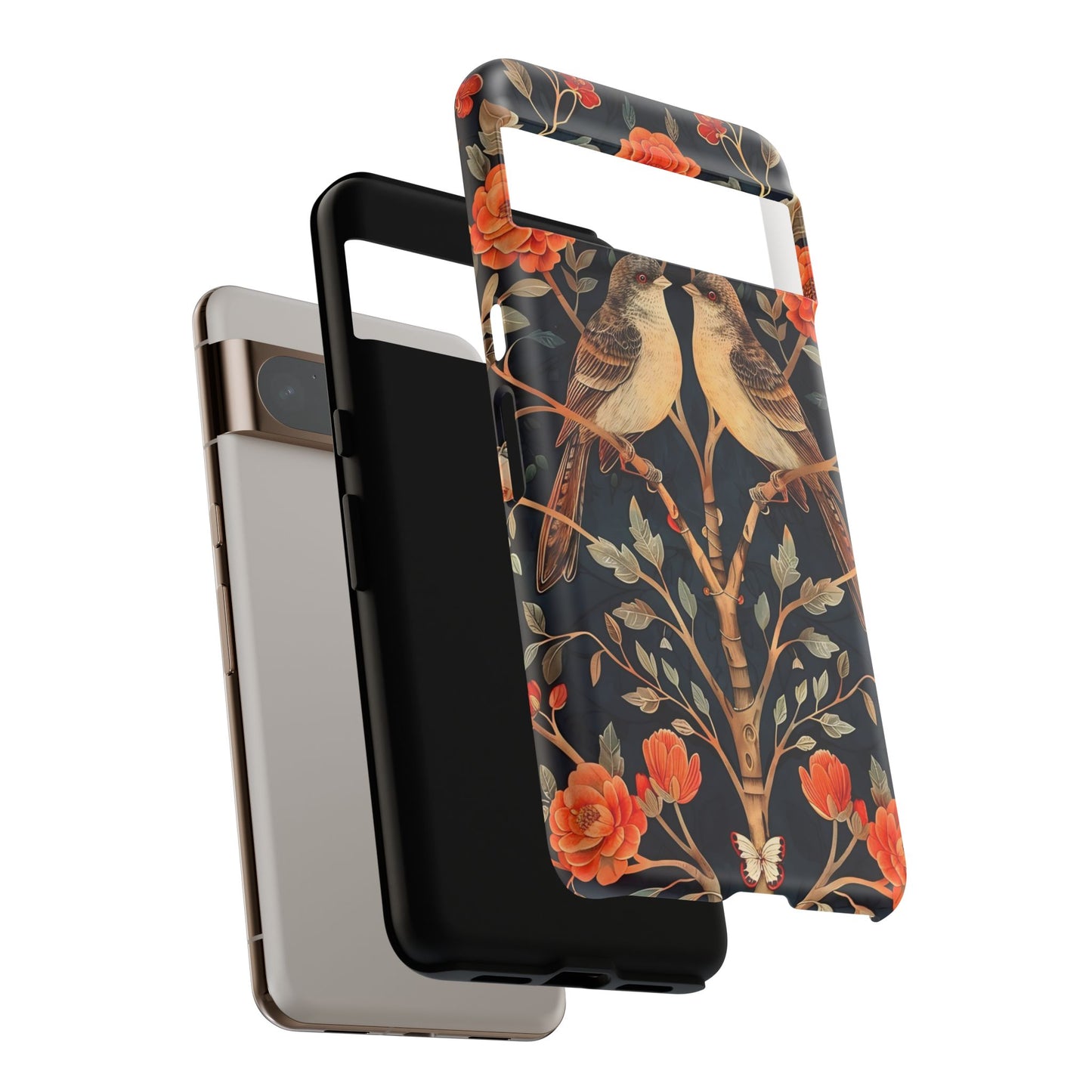 Floral Phone Case – Tough Cases with Bird Design, Unique Gift for Nature Lovers, Stylish Tech Accessory, Phone Cover, Artistic Case