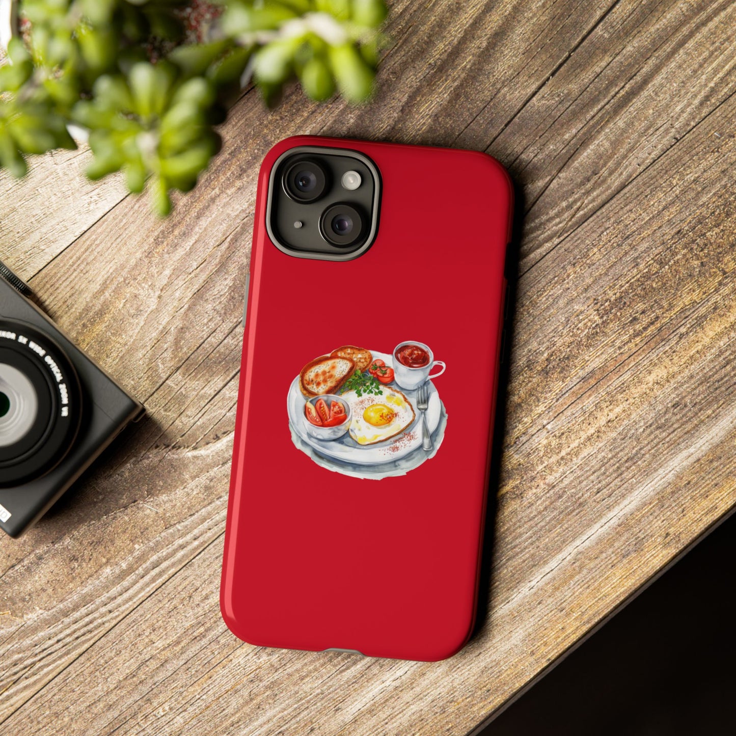 Breakfast-Inspired Phone Case, Tough Phone Covers, Foodie Gifts, Unique Accessories, Cute Kitchen Decor, Red Phone Case
